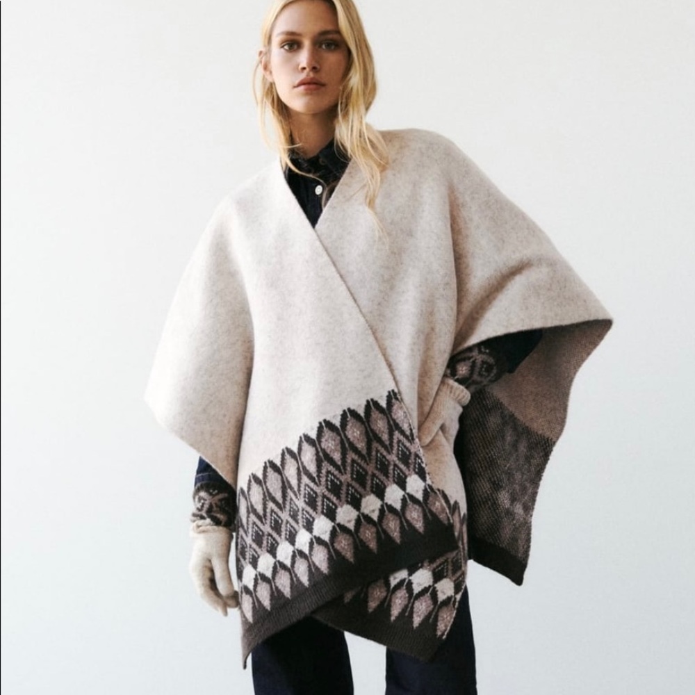 Greek fret knit poncho